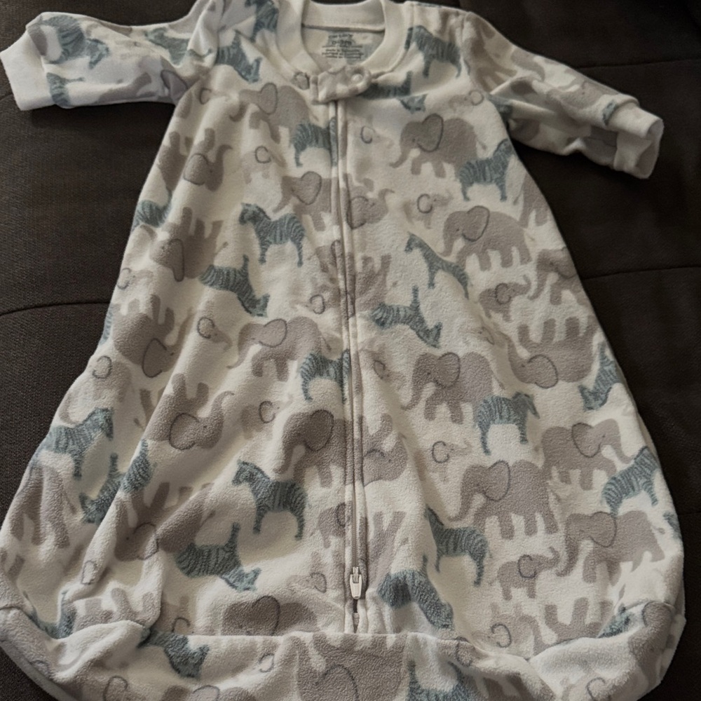 Cozy Elephant and Zebra Print Baby Sleepsack